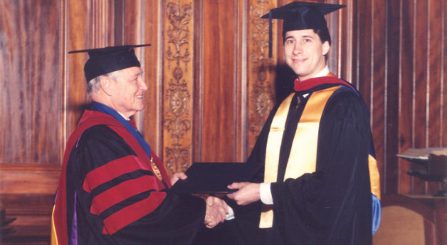 Dr. B. Gray Allison and Larry Thompson receiving his MDIV